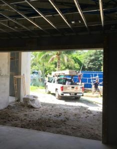 Inside view of unfinished garage opening during a Seattle garage door installation