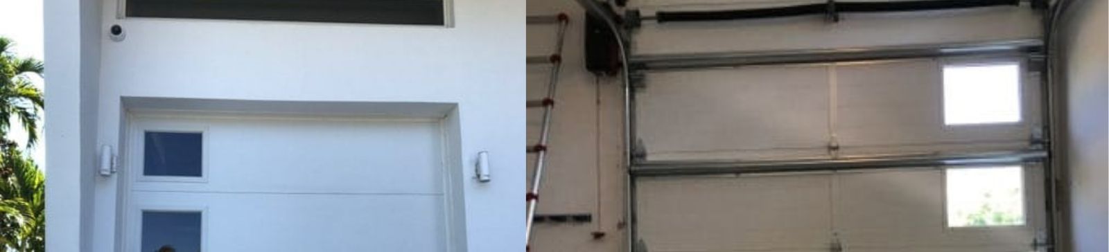 Garage Door Interior and Exterior With Sensor Alignment Lakewood garage door repair showing inside and outside with opener and sensors