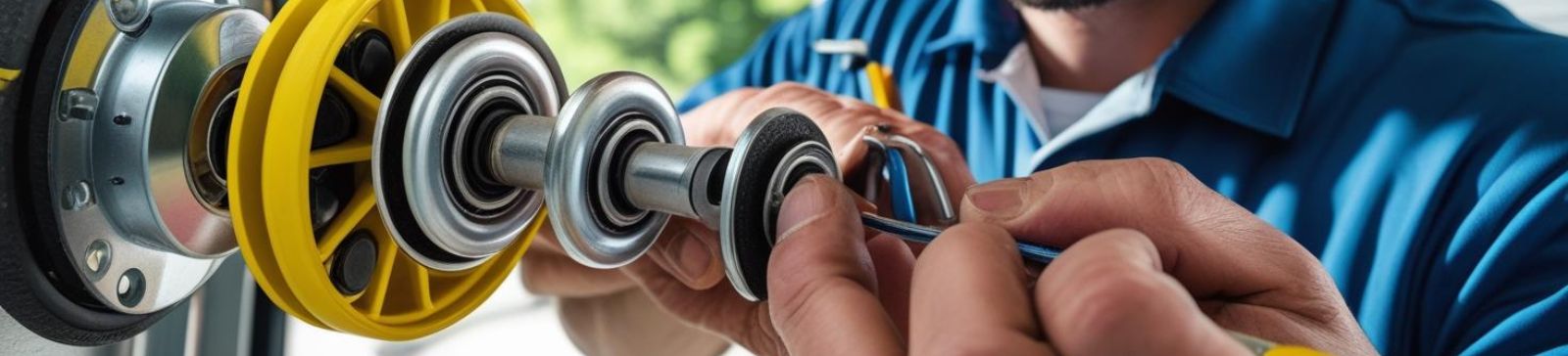 Garage Door Repair Seattle technician replacing garage door rollers and hardware on a residential door in Des Moines, King County