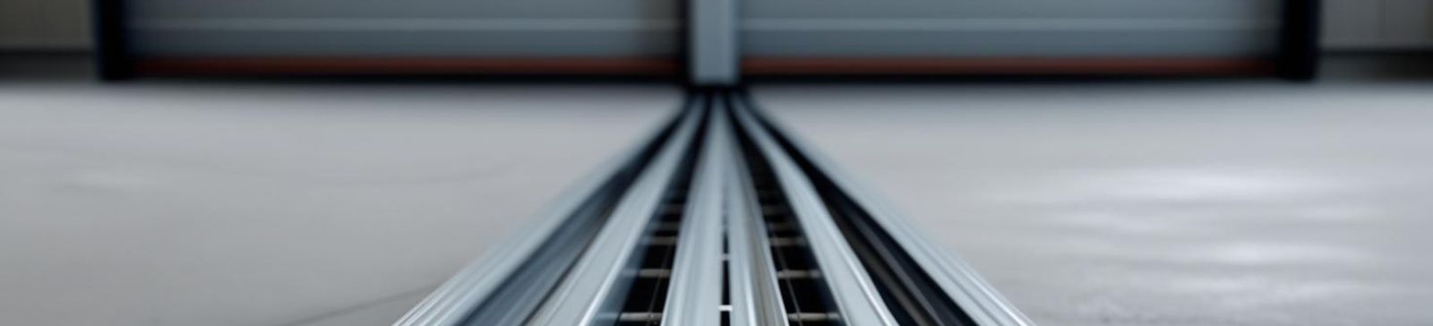 Close-up of a garage door corner moving along a curved track in Seattle